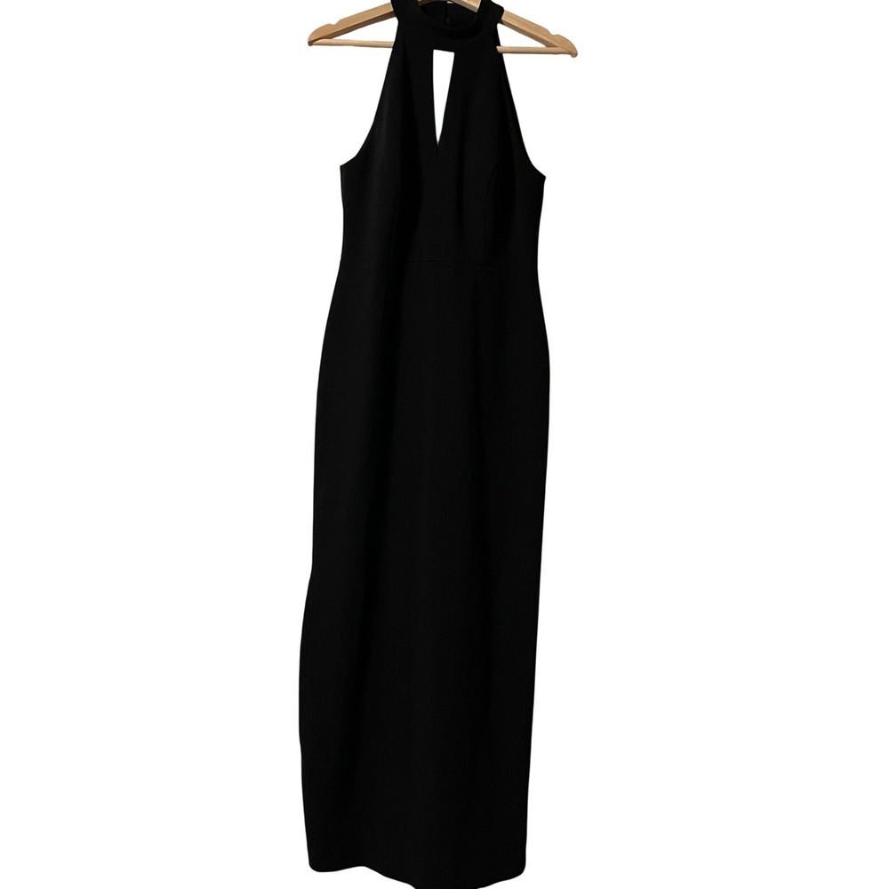 Calvin Klein Womens Black Halter Keyhole Neck Maxi Dress Gown Size 8 - Picture 2 of 6